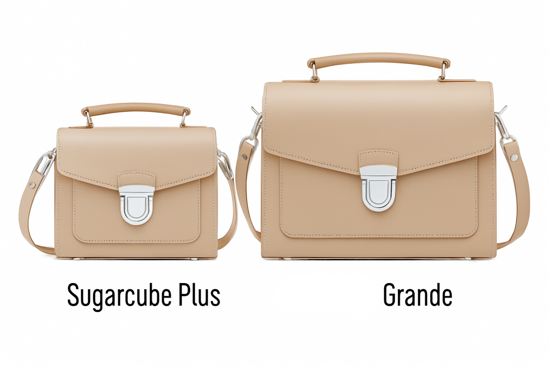 Handmade Leather Sugarcube Handbag - Iced Coffee-2