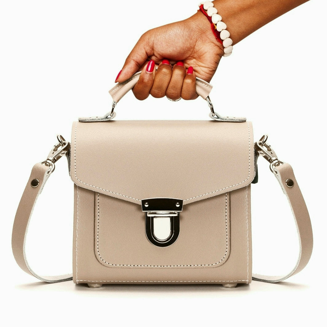 Handmade Leather Sugarcube Handbag - Iced Coffee-1