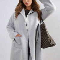 Open Front Folded Sleeve Jacket with Pockets