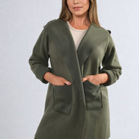 Open Front Folded Sleeve Jacket with Pockets