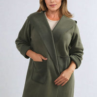 Open Front Folded Sleeve Jacket with Pockets