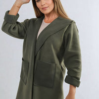 Open Front Folded Sleeve Jacket with Pockets