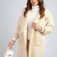 Open Front Folded Sleeve Jacket with Pockets