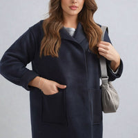 Open Front Folded Sleeve Jacket with Pockets
