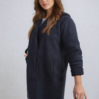 Open Front Folded Sleeve Jacket with Pockets