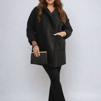 Open Front Folded Sleeve Jacket with Pockets