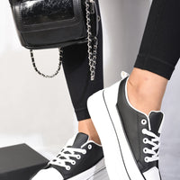 Platform Wedge Lace Up Trainers