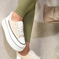 Platform Wedge Lace Up Trainers