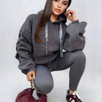 Oversized Hoodie in Pink with Ruched Sleeves and Pouch Pocket