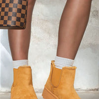 Fluffy Platform Sole Chelsea Faux Fur Lined Ankle Boots