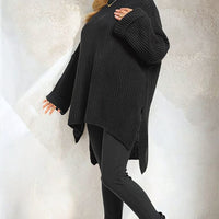 Oversized Jumper in Orange with High Neck and Side Splits