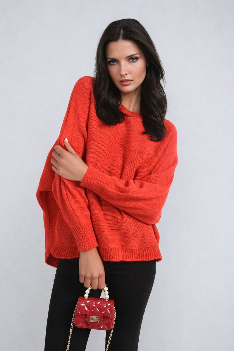 Knitted Jumper in Avocado Green with Patterned Back