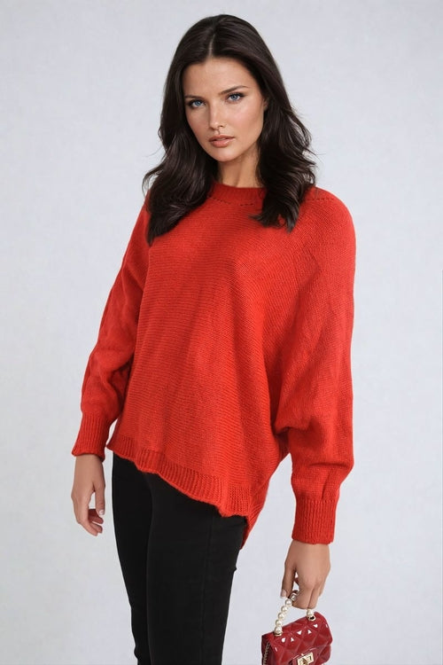 Knitted Jumper in Avocado Green with Patterned Back