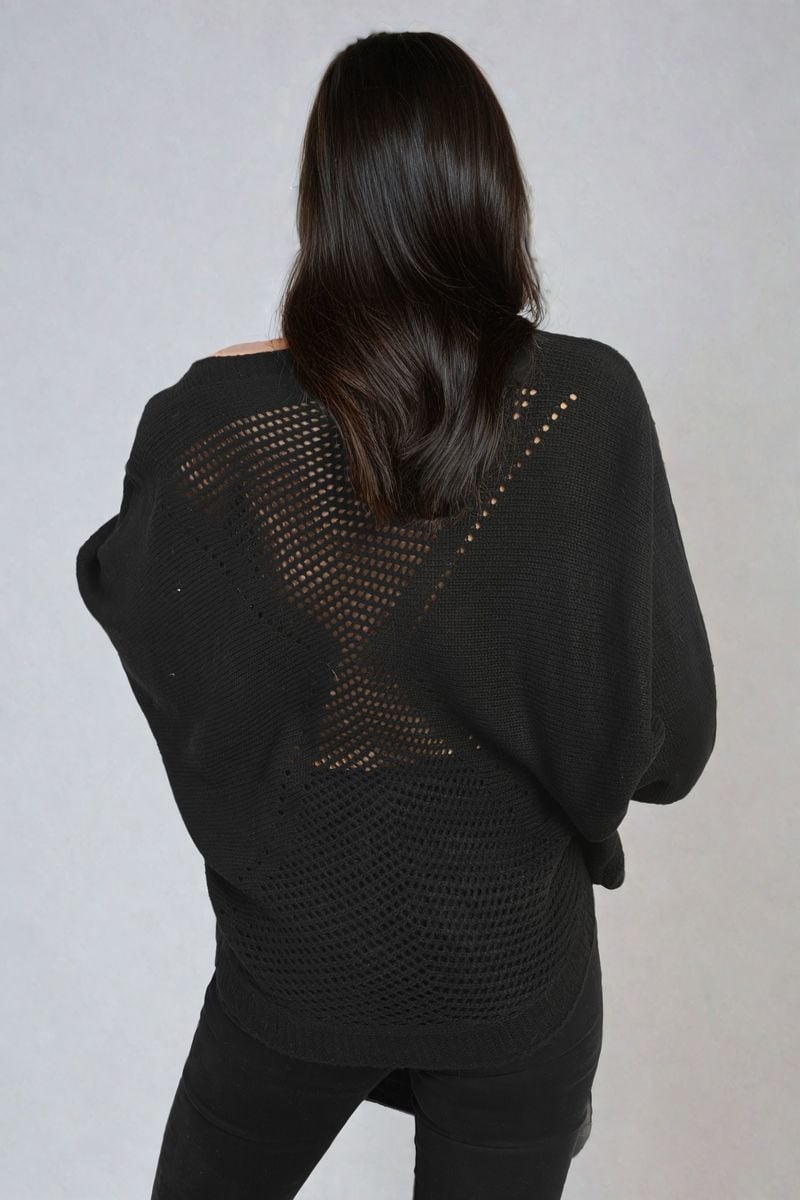 Knitted Jumper in Avocado Green with Patterned Back