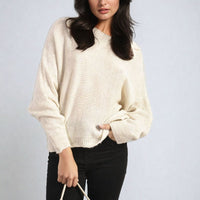Knitted Jumper in Avocado Green with Patterned Back