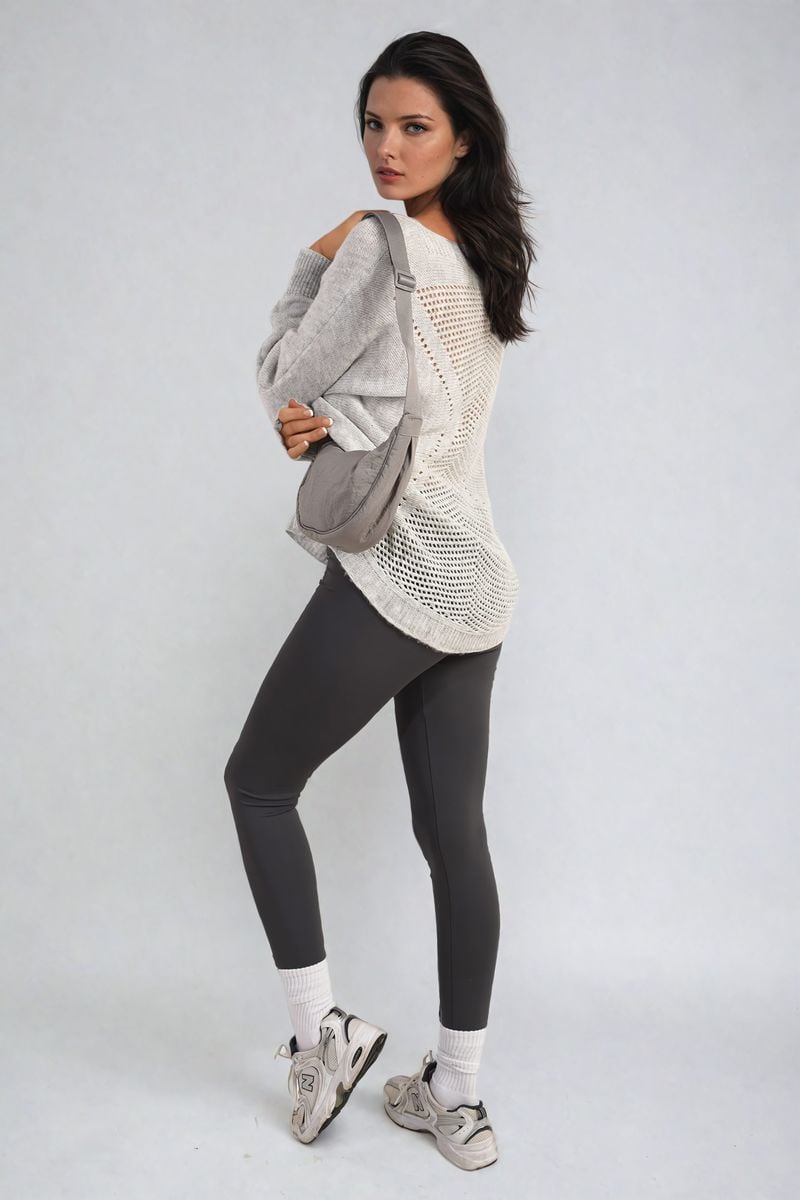 Knitted Jumper in Avocado Green with Patterned Back