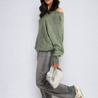 Knitted Jumper in Avocado Green with Patterned Back