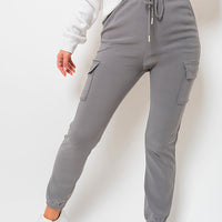 A Cargo Trousers in Mocha with Drawstring Waist and Cuffed Ankles