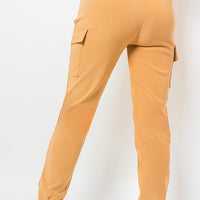 A Cargo Trousers in Mocha with Drawstring Waist and Cuffed Ankles