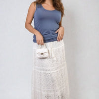Blue scoop-neck tank top with wide shoulder straps