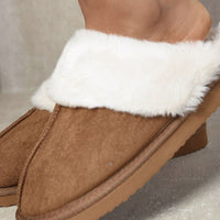 Fuzzy Faux Fur Lined Slip-On Slippers
