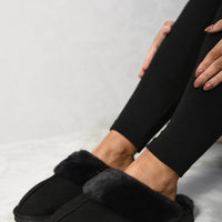 Fuzzy Faux Fur Lined Slip-On Slippers
