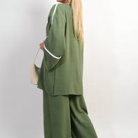 Contrast Trim Oversized Cardigan & Wide Leg Co-ord Set