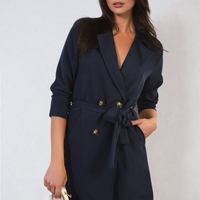Oversized Waist Tie Button Detail Blazer Jacket