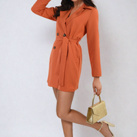 Oversized Waist Tie Button Detail Blazer Jacket