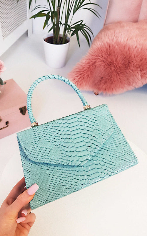Faux Leather Handbag in Lilac with Top Handle and Chain Strap