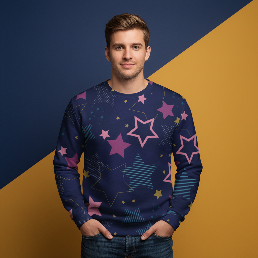 Star Pattern Sweater | Aesthetic Celestial Graphic Unisex Pullover