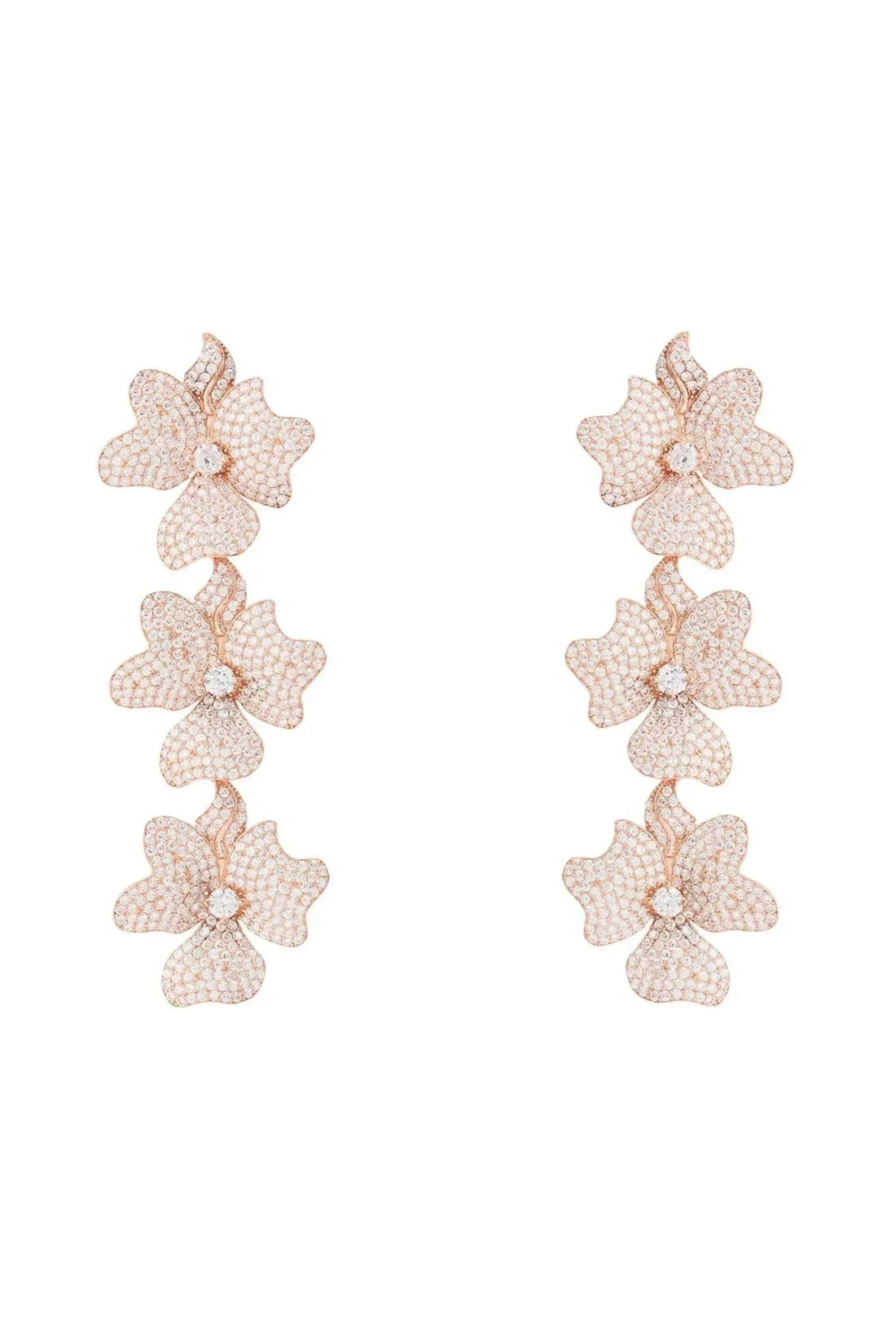 Jasmine Flower Triple Drop Earrings Rosegold-0