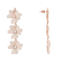 Jasmine Flower Triple Drop Earrings Rosegold-2