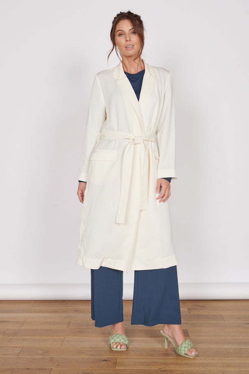Dali Cream Longline Lightweight Coat-1