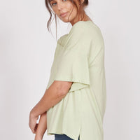 Ella Green Over Sized V Neck T-Shirt-2
