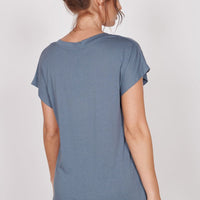 Phoebe Blue Sleeveless V Neck Top-2