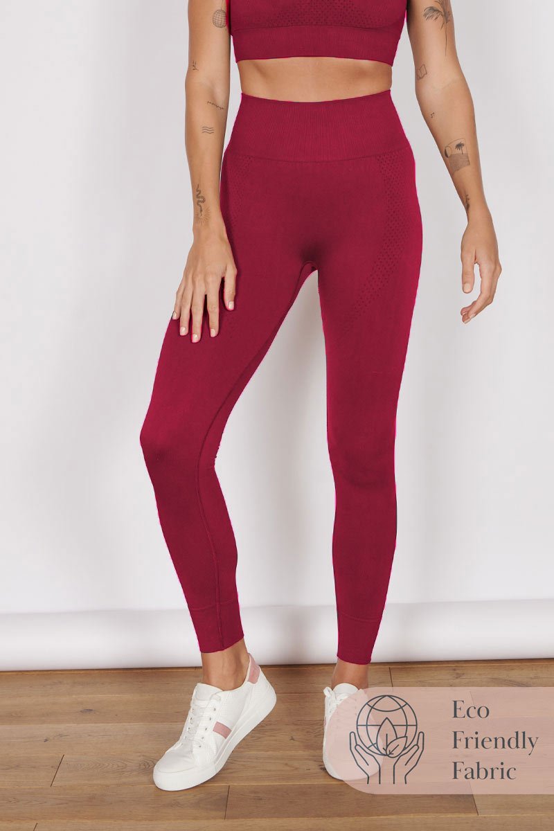 Petite seamless sports leggings, magenta high-rise with full-length skinny fit