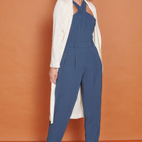Renee Navy High Cross Neck Tailored Jumpsuit-3