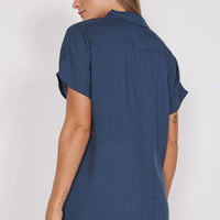 Thalia Navy Short Sleeve Utility Shirt-2