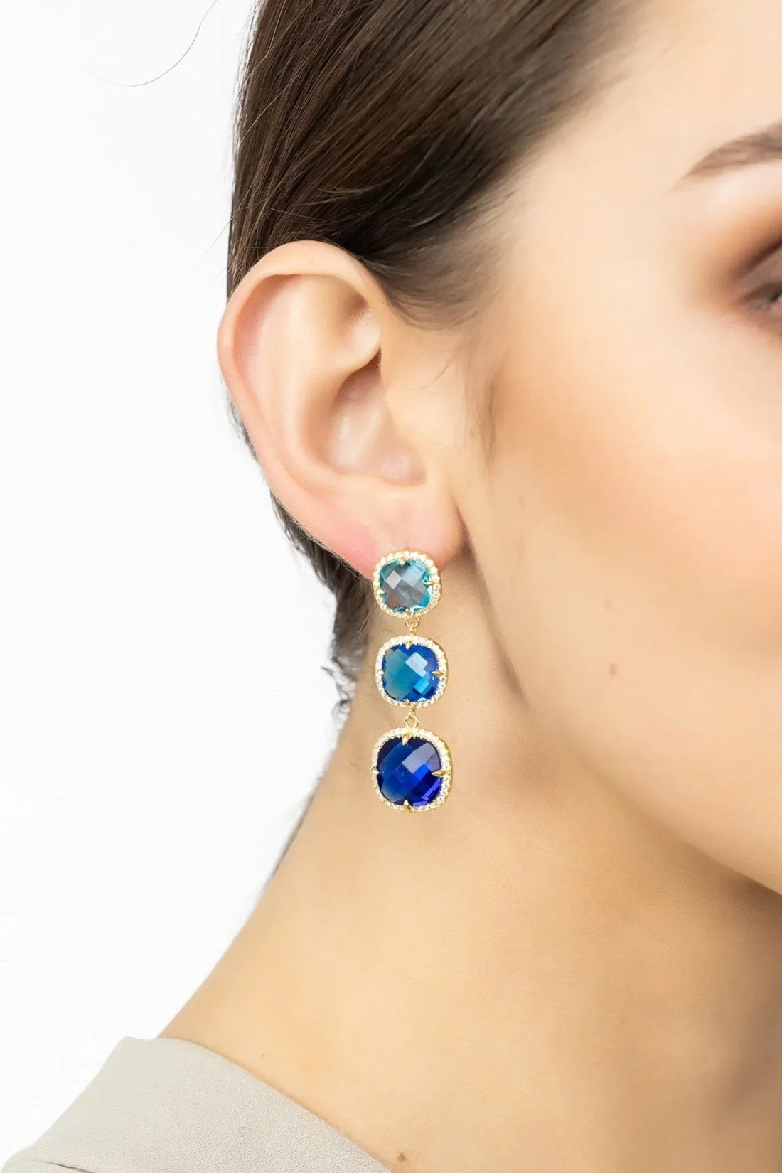 Knightsbridge Earrings Gold Blues-1