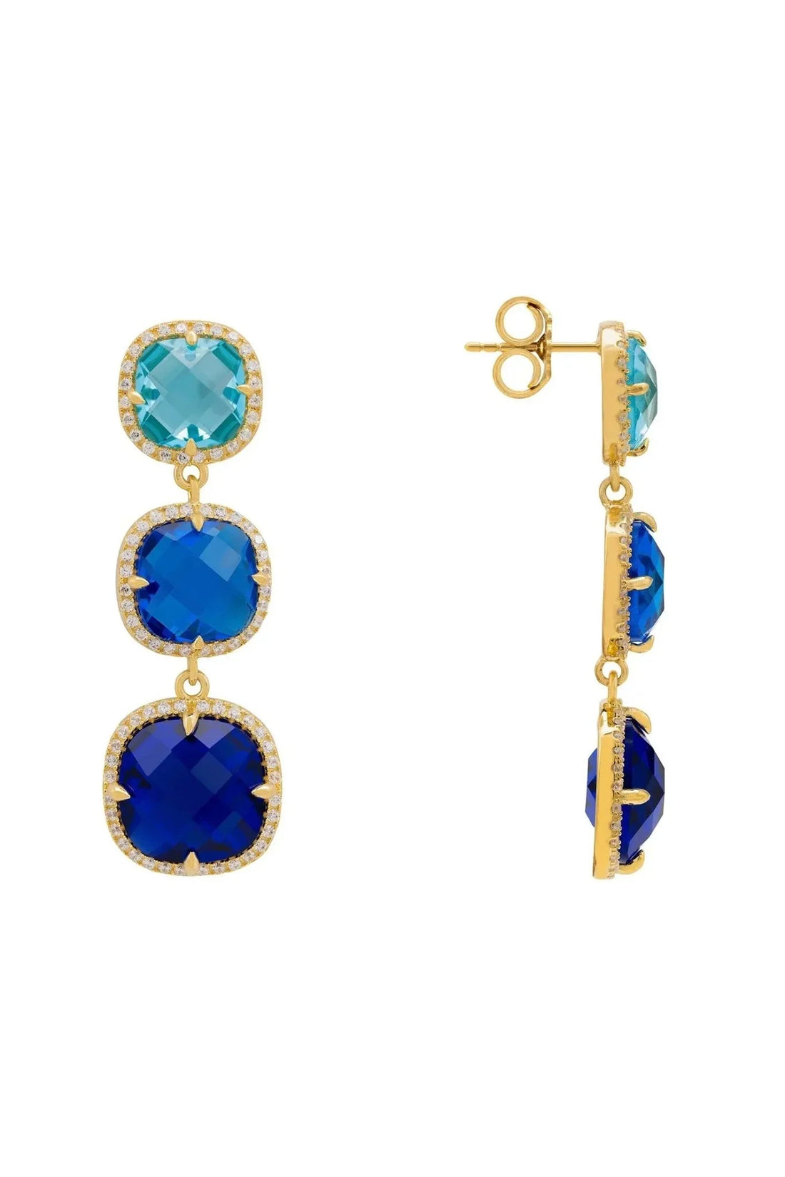 Knightsbridge Earrings Gold Blues-2