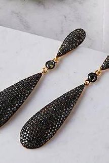 Latelita Long Drop Earrings Emerald Green Cz-3