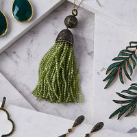 Latelita Long Drop Earrings Emerald Green Cz-4