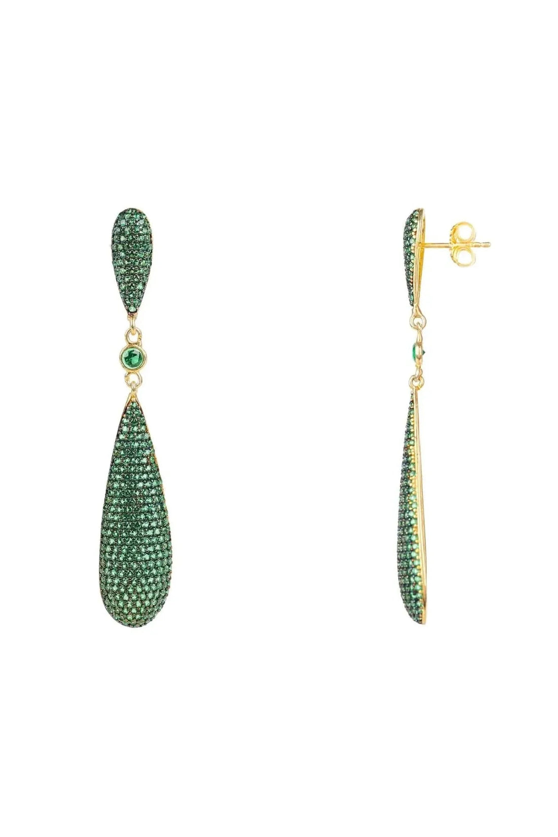 Latelita Long Drop Earrings Emerald Green Cz-2