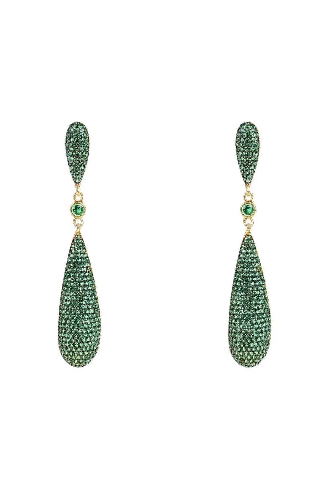 Latelita Long Drop Earrings Emerald Green Cz-0