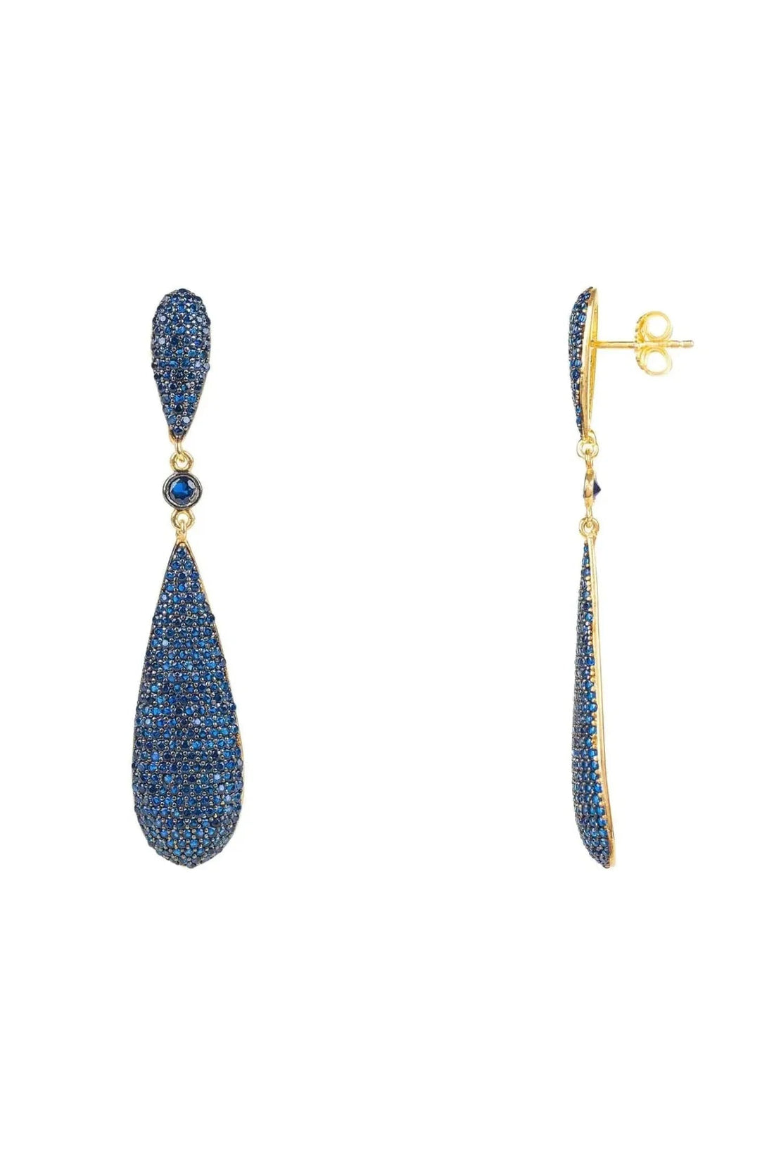 Latelita Long Drop Earrings Sapphire Blue Cz-2