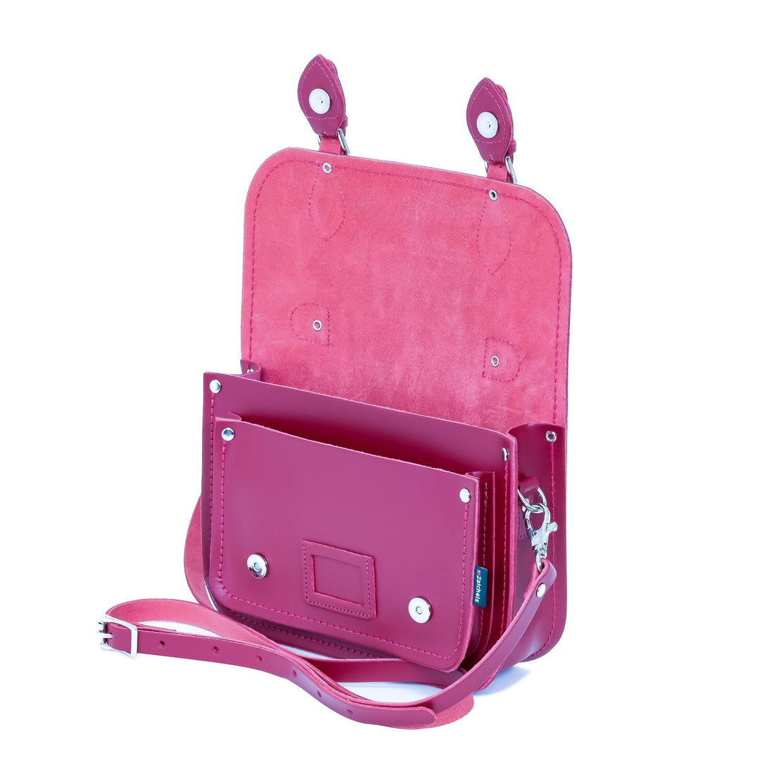Leather Midi Satchel - Magenta-3