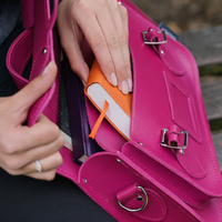 Handmade Leather Satchel - Magenta-1