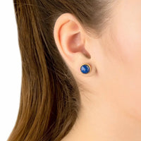 Medium Circle Gemstone Earrings Gold Lapis Lazuli-1