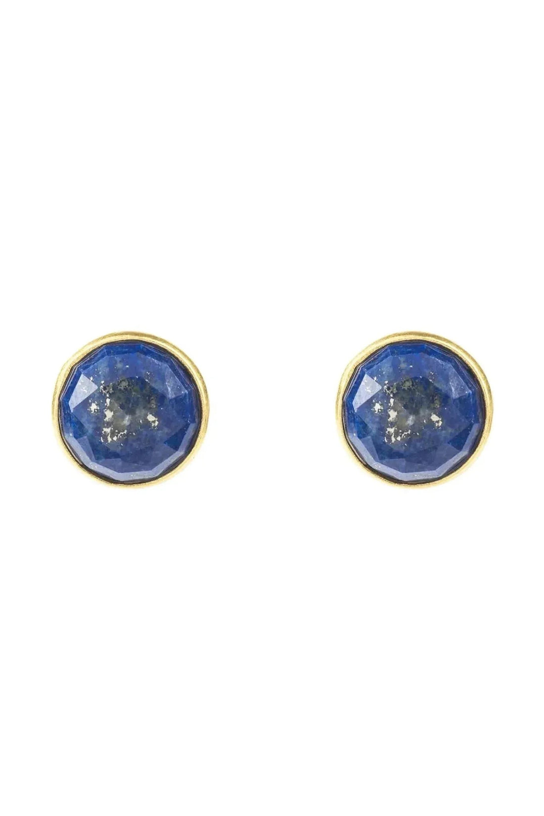 Medium Circle Gemstone Earrings Gold Lapis Lazuli-0